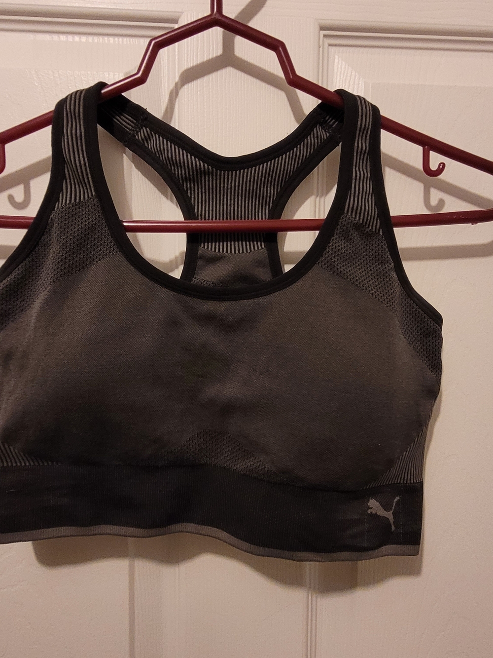 Puma Women's Dark Gray Seamless Racerback Sports Bra